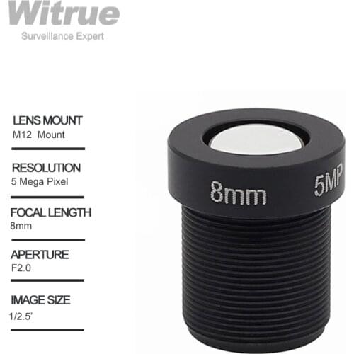 Witrue HD CCTV Lens 5.0Megapixel 8mm M12 Mount F2.0 Fixed Iris Format 1/2.5" for IP Camera Security Cameras