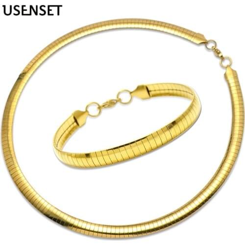 4MM 6MM 8MM Stainless Steel Choker Collar For Women Jewelry Torques Snake Chain Necklace Bracelet Set Gifts For Girls 4-8MM