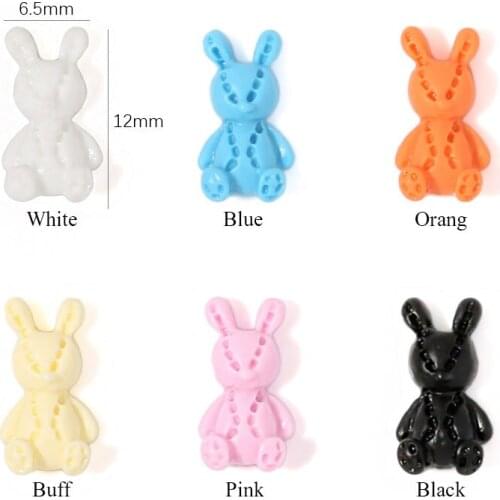 Resin Cartoon Cute 3D Bunny Flatback 6.5x12mm Nail Rhinestones 30pcs/100pcs For DIY Manicure Art Accessorie