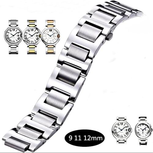 Band for Cartier Blue Balloon Strap Stainless Steel Solid Watch with Raised Bracelet Watch Accessories Replacement Strap 8/14mm