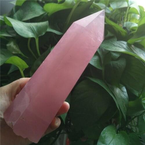 Rose Quartz Crystal Wand - Cute Pink Crystal Quartz Point - Natural healing crystals and stones