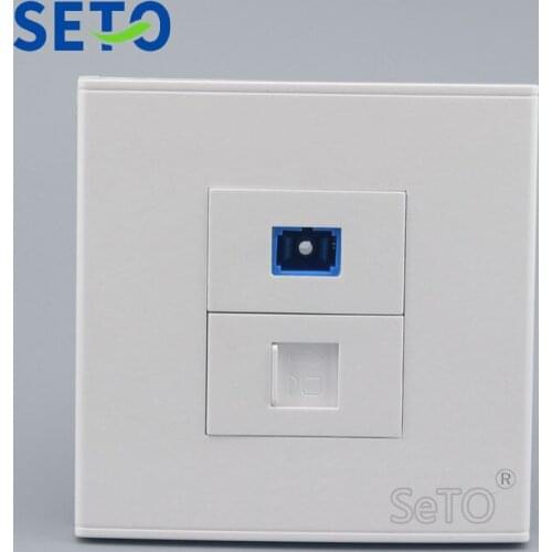 SeTo 86 Type Optical SC + RJ45 Cat6 Network Lan Panel Outlet Wall Plate Socket Keystone Faceplate
