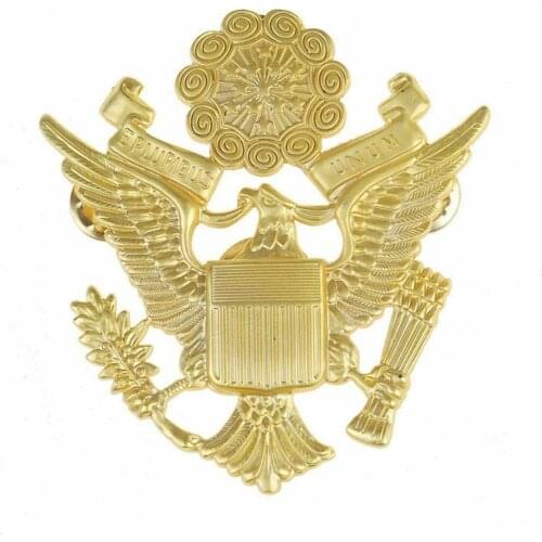 WWII Style US Officer Army E Pluribus Unum Eagle Crest Emblem Military Cap Badge armyshop2008