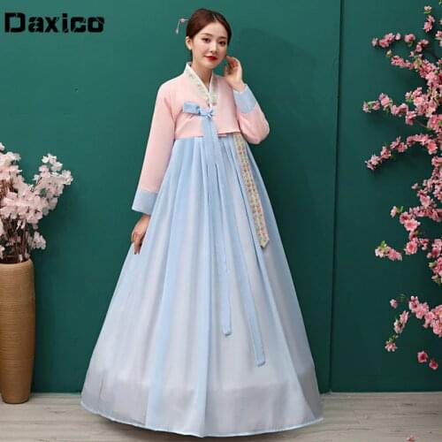 Traditional Korean Hanbok Dress Ancient Princess Dance Costume Women Ethnic Korean Folk Stage Dance Costume Wedding Party Cloth