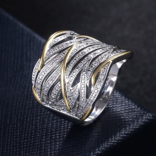 USTAR wide weave finger wedding rings for women men fashion jewelry silver color/gold engagement rings female anel