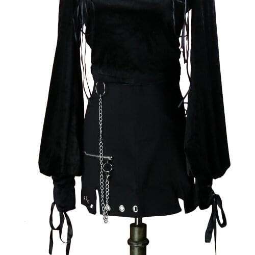 New New Arrival Punk Girls Skirts Black A-Line Rivets Short Skirts Summer Cool High Streeet Skirts