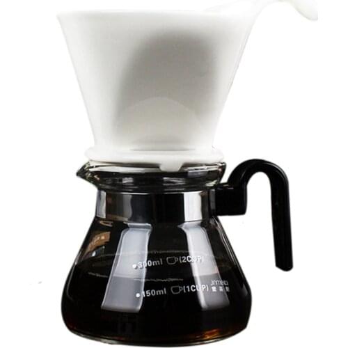 Pour Over Coffee Maker Glass 400ml /3-Cup Coffee Wood Collar With
