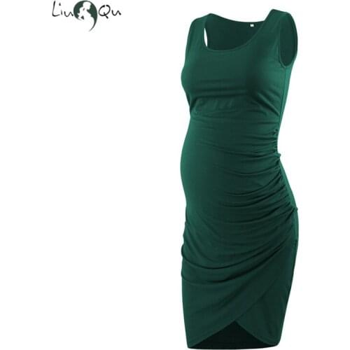 Womens Casual Sleeveless Ruched Stretchy Bodycon Warp Hem T Shirt Mini Maternity Dress Pregnancy Clothing Fitted Sheath Dres