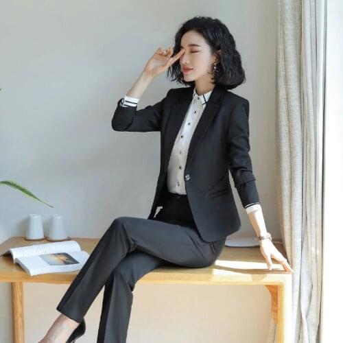 Ladies suits autumn and winter new high-end fashion Slim thin waist professional wear womens two-piece overalls