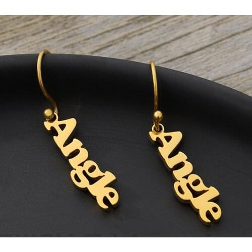 Custom Name Drop Earrings For Women Gold Stainless Steel Earrings Dangle Personalized Earrings Oorbellen Voor Vrouwen 2020 BFF