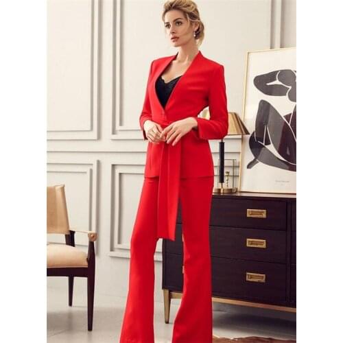 Red Women Suits Busines Jacket+Pants Women Business Suits Womens Pantsuit Office Uniform Style Female Trouser Suit