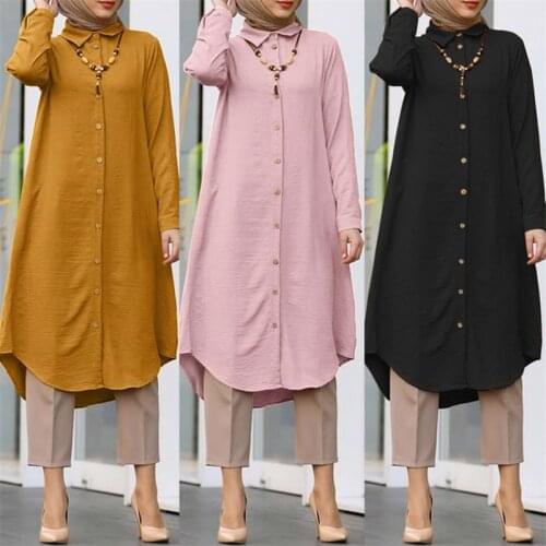 Loose Casual Abayas for Women Cotton Muslim Fashion Dress 2021 Long Sleeve Solid Color Cardigan Kaftan Islam Modest Clothing
