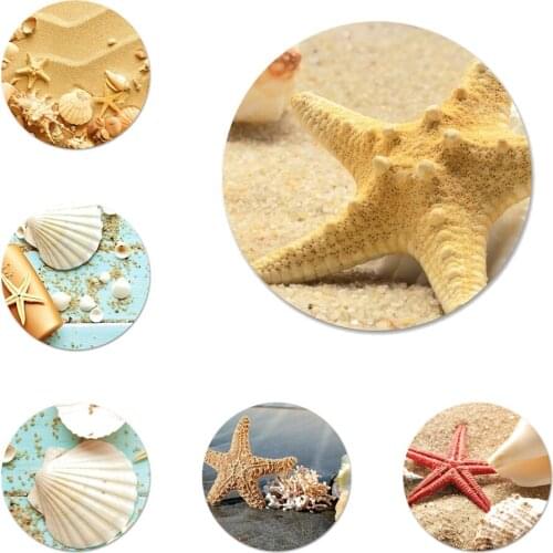 Seashell starfish Icons Pins Badge Decoration Brooches Metal Badges For Clothes Backpack Decoration 58mm
