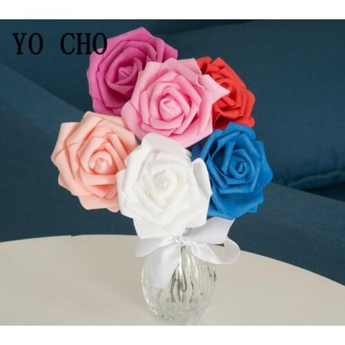 10 Heads 8CM Colorful Foam Roses Flore Head Artificial Flowers PE Foam Rose Flowers Home Wedding Decor Scrapbooking DIY Floral