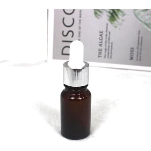 10ml smooth brown glass dropper empty bottle aluminum lid cosmetic essential oil packaging container