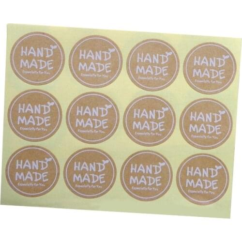 12pcs/sheet Round Kraft Handmade Stickers Seal Labels for Packaging Baking Party Wedding Business Thank You Stationery Stickers