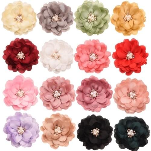 120PCS Boutique Flower Rhinestone Cluster Kawaii Hair Accessories for Girls Hair Bows DIY Headwrap Girls Accessories