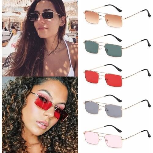 2021 Classic Retro Rectangle Sunglasses Women Glasses Lady Luxury Steampunk Metal Sun Glasses Vintage Mirror UV400 Driving