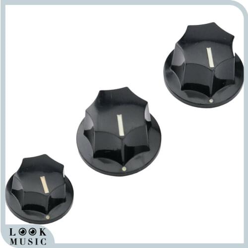 3PCS Guitar Knobs Standard 6mm Pots Plastic For FD Jazz Bass Metric 18 Spline 2 Large 1 Small Knob For Asia Jazz Bass Pot SET
