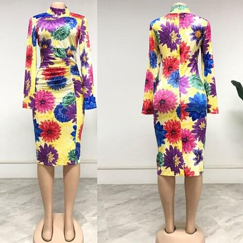 African Dresses for Women Summer African Women Long Sleeve Printing Dress African Clothes Women African Clothing