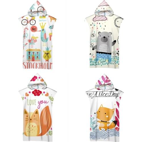 Adult Kids Microfiber Quick Dry Hooded Cloak Wetsuit Changing Poncho Bathrobe For Swim Beach Surf Ultralight Bath Towel