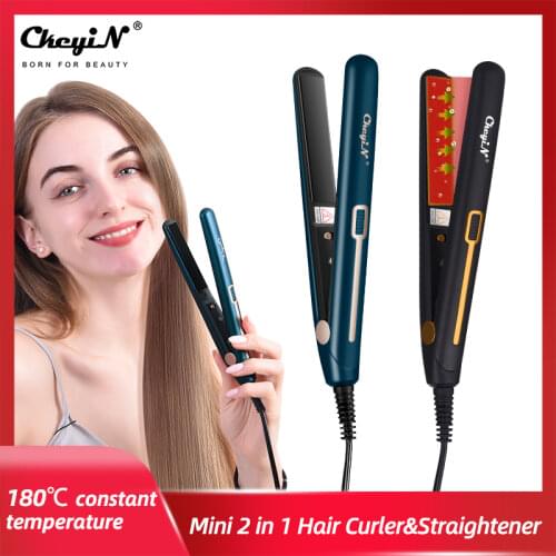 CkeyiN Mini Hair Straightener Curler 2 In 1 Flat Iron for Short Hair Bangs Straightening Curling Dual Voltage Protatble Travel50