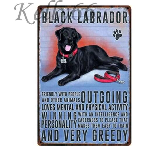 [ Kelly66 ] Black LABRADOR Decor Tin Sign Metal Painting Pet store deco 20*30 CM Size y-1173