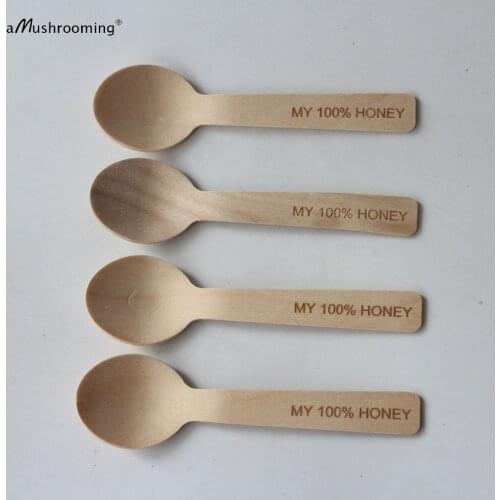 100 Personalized Honey Spoons Custom Engraved Serving Wooden Spoons Party Tableware Tea Dessert Spoon Wedding Favors