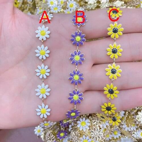 5 Meter Daisy chain Enamel Flower jewelry Chain elegant Necklace Jewelry Accessories Jewelry Necklace Brass Chain Necklace 9900