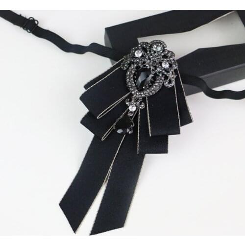 New High Quality Classic Bowties Neck Tie Ribbon Rhinestone Corsage Bowtie Cravat Gifts for Men Wedding Formal Dress Accessories