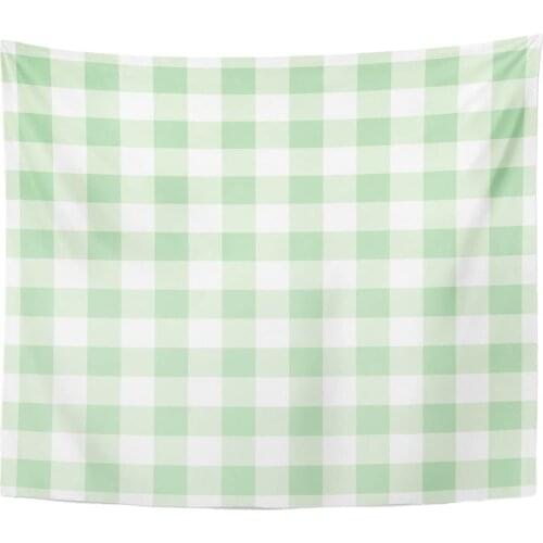 Tapestry Abstract Pastel Green Plaid Checkered Gingham Pattern Check Classic Tapestries Wall Hanging for Living Room Bedroom