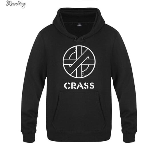 Crass Music Hoodies Men Fashion Winter Mens Long Sleeve Pullover Fleece Hooded Sweatshirts Coat