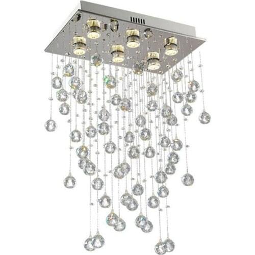 L50*W30*H80cm Hallway Crystal Chandelier Modern Rectangle Raindrop Flush Mount Ceiling Light Fixture for Closet Foyer