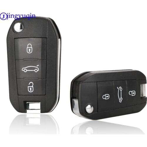 Jingyuqin 3 Buttons Original Car Key Shell Remote Key Case Cover Fob For Peugeot 208 308 508 3008 5008 Uncut Blade