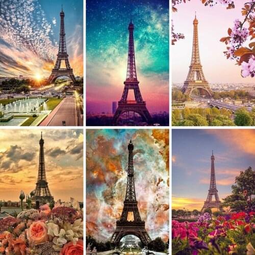 5D Diy Diamond Painting Paris Tower Cross Stitch Full Drill Square Embroidery Mosaic Landscape Picture of Rhinestones Decor Gift
