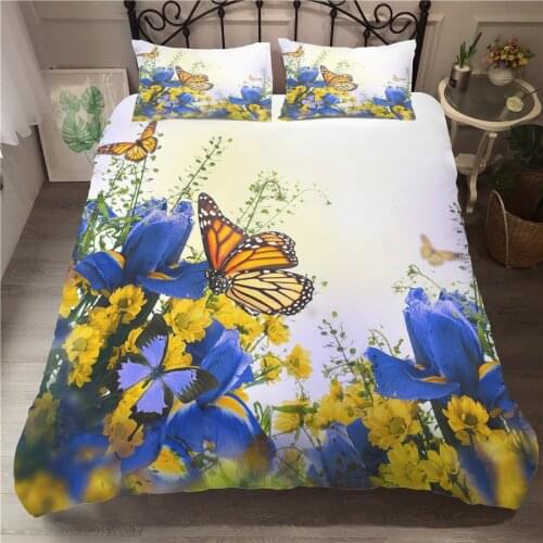 A Bedding Set 3D Printed Duvet Cover Bed Set Butterfly Home Textiles for Adults Bedclothes with Pillowcase #HD11