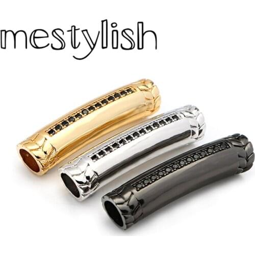 Mestylish 4pcs/Lot 6mm Inner Diameter Copper Tube Micro Pave Zirconia Copper Tuber DIY Leather Bracelet Jewelry Findings