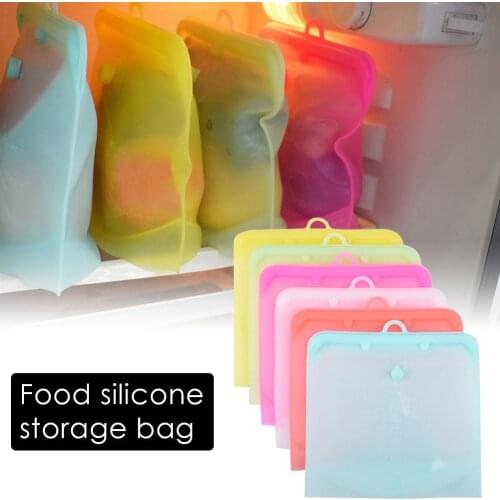Reusable Food Bags Sealed Silicone Storage Containers Kitchen Fruits Vegetables Snack Leakproof Freezer Fresh Bag Organizer