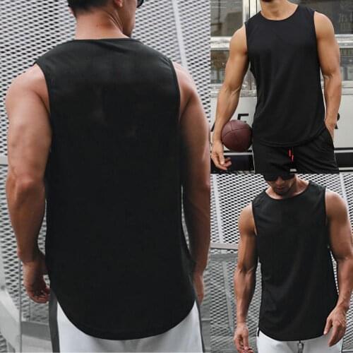 Men Vest Solid Color Sleeveless Polyester Summer Fitness Top for Sports Sleeveless Underwear Cycling Vest Breathable Vest