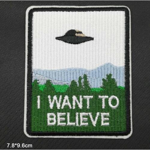 Believe UFO Letters Iron On Embroidered Clothes For Clothing Stickers Garment Apparel Accessories Green Animal