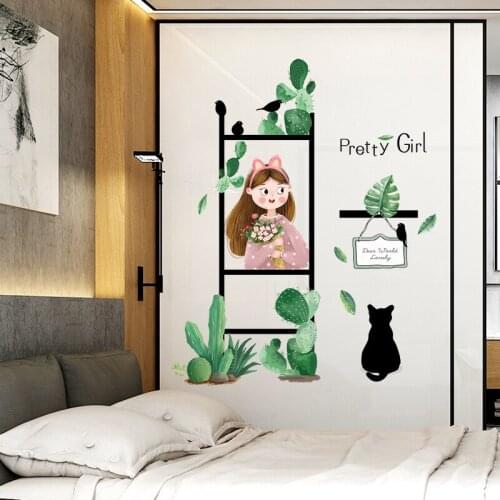Small Fresh Wall Sticker Pretty Girl Bedroom Warm Photos Accessories Modern Nordic Style Kids Room Decoration Stairs Wall Decals