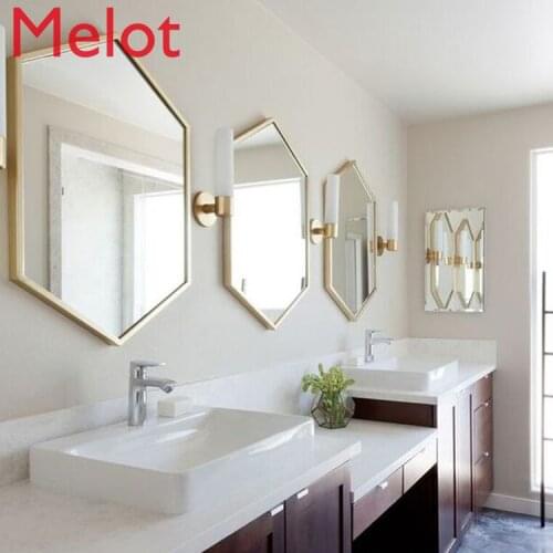 Nordic hexagonal mirror bathroom mirror make up mirror bathroom mirror wall hanging simple toilet mirror
