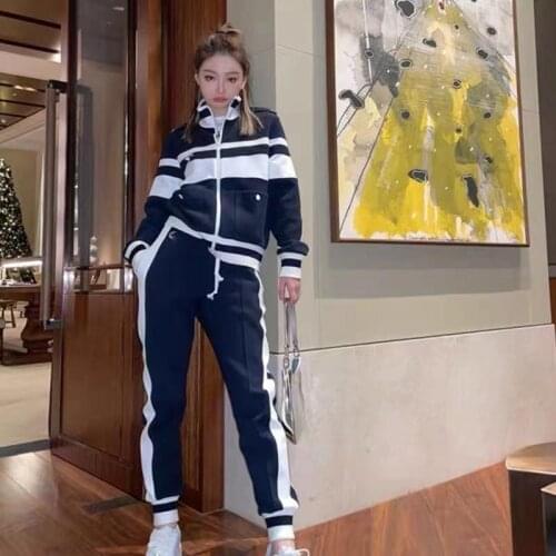 Womens New Fashion Casual Sports Two-piece Suit Pants Womens Two-piece Womens Pants Suit