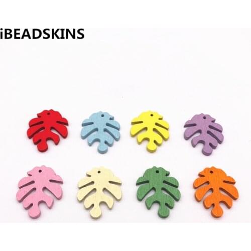 New arrival! 30x24mm 100pcs/lot Environmental Paint feather-shape Wood charm For Earring parts Earring handmade jewelry making