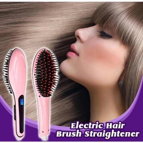 New LCD Straightening Irons Fast Smoothing Electric Hair Straightener Brush Ceramic Heating Temperature Display Hair Hot Comb