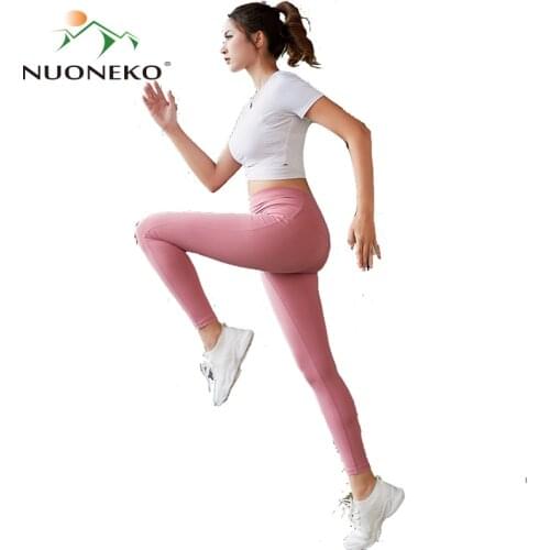 NUONEKO Women Yoga Sets Sexy Elastic Gym Running Tracksuits Fitness Workout Clothing Sportswear Bra Leggings Sports Set NT029