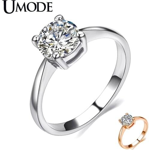 UMODE Brand New Halo Engagement / Wedding Rings For Women Fashion Rose Gold / Rhodium color 1.25 AAA CZ Jewelry Gift AJR0136