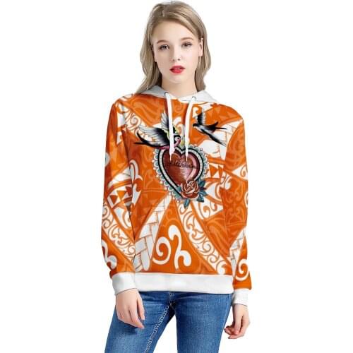 POD Polynesian Tahiti Traditional Tribal Print Hoodies For Women Customized Plus Size Ladies Teenager Girls Leisure Sweatshirts