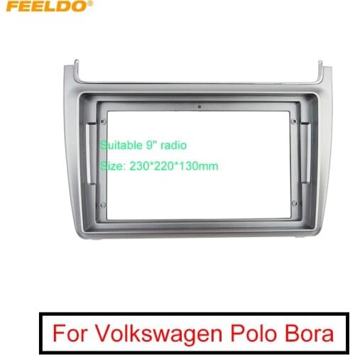 FEELDO Car Audio 2Din Fascia Frame Adapter For Volkswagen Polo Bora 9" Big Screen DVD Dash Installation Panel Frame Kit