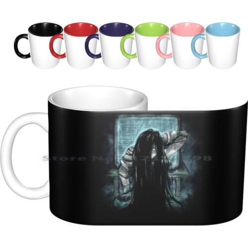 Samara , The Ring Ceramic Mugs Coffee Cups Milk Tea Mug The Ring Ring Ringu Samara Sadako Horror Creepy Scary Halloween Terror